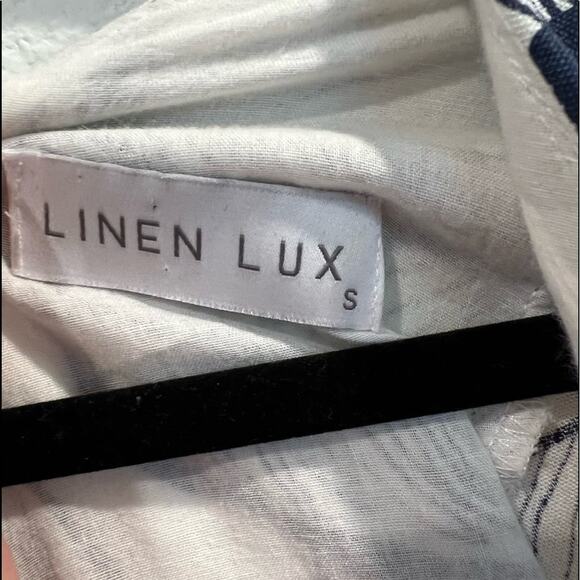 Linen Lux Mini Dress Women Small Coastal Grandma Ruffle Nautical Vacation Resort - Picture 3 of 6